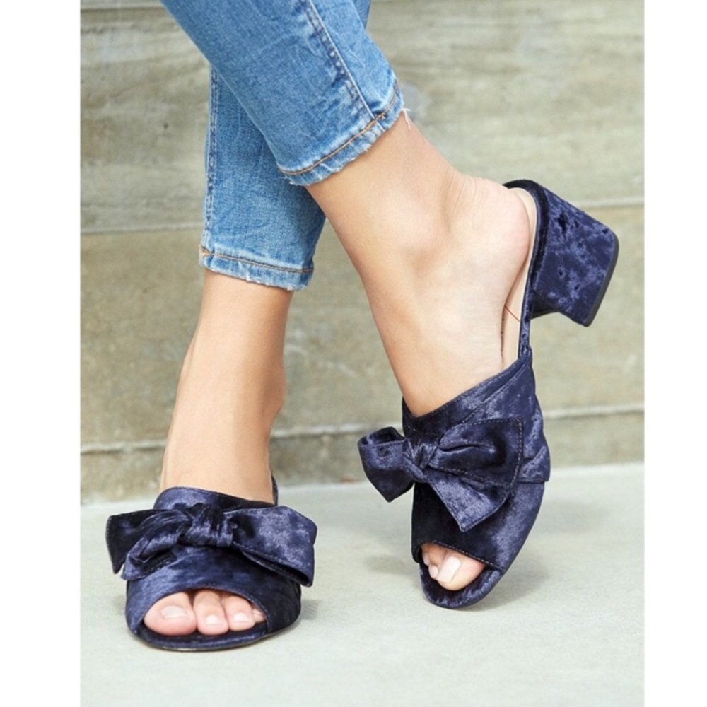 Sole society blue velvet slides